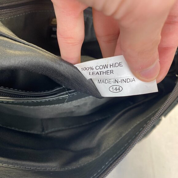 Great American 100% LeatherExterior  Black Crossbody Purse Shoulder Bag - Picture 6 of 15